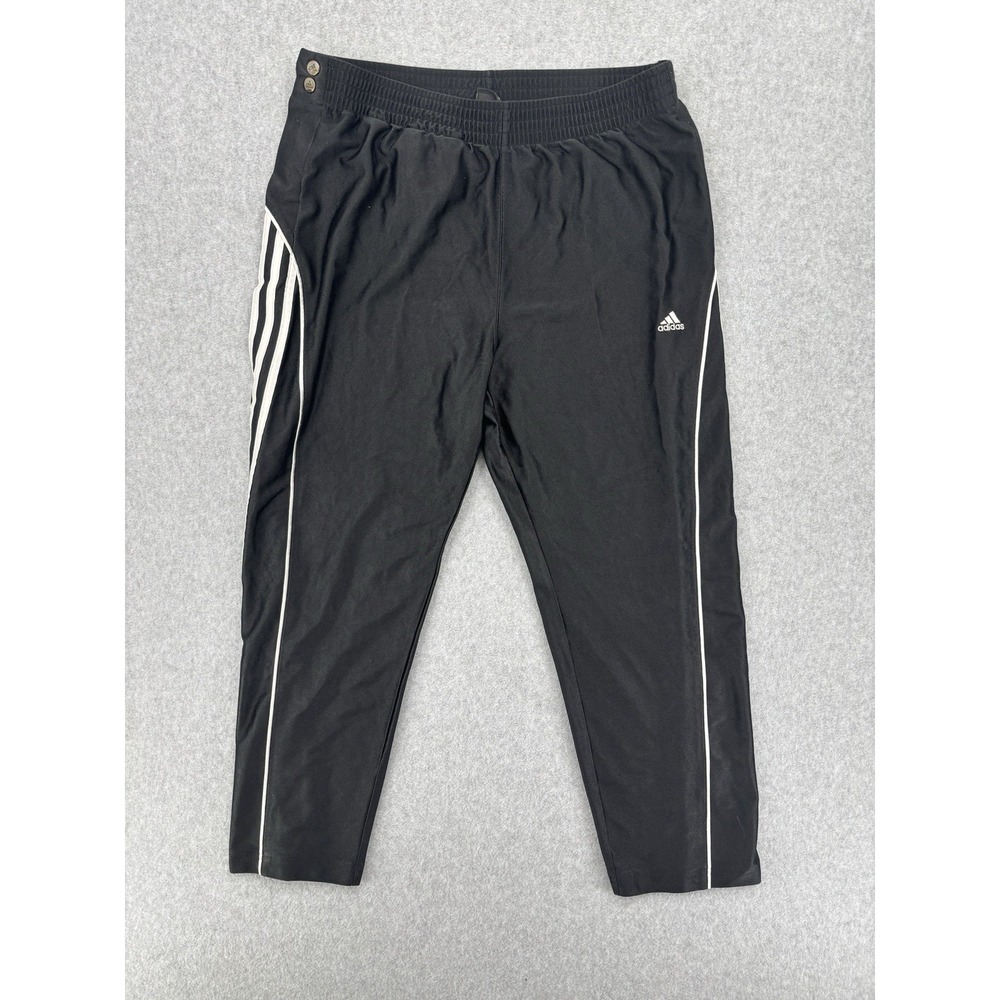 Vintage Adidas Men's Small Black 3 Stripe Snap Track Pants Y2K